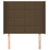 vidaXL sengegavl med kanter 93x16x118/128 cm stof m&oslash;rkebrun