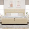 vidaXL LED Box Spring Bed med madras Creme 200 x 200 cm Stof