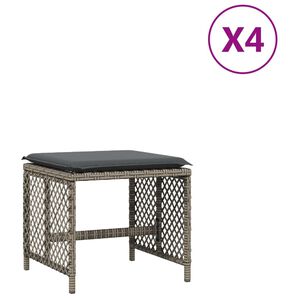 vidaXL haveskamler 4 stk. med hynder 41x41x36 cm polyrattan gr&aring;