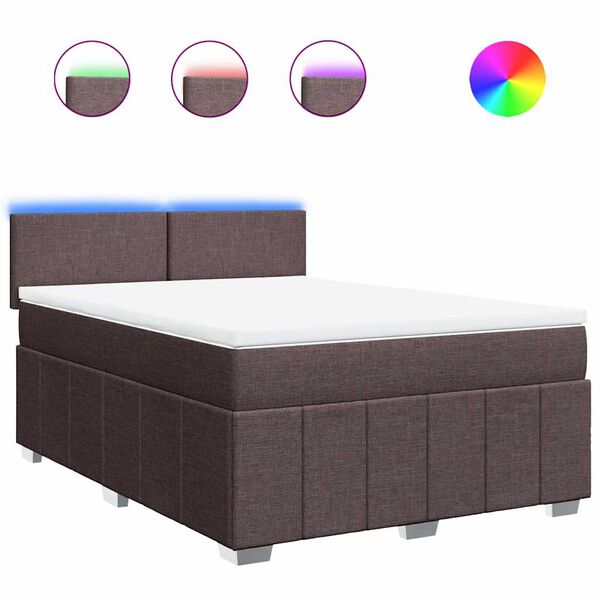 vidaXL kontinentalseng med madras 140x190 cm stof m&oslash;rkebrun
