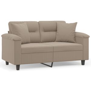 vidaXL 2-personers sofa med puder 120 cm mikrofiberstof gr&aring;brun