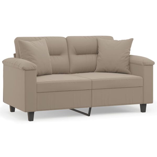 vidaXL 2-personers sofa med puder 120 cm mikrofiberstof gr&aring;brun