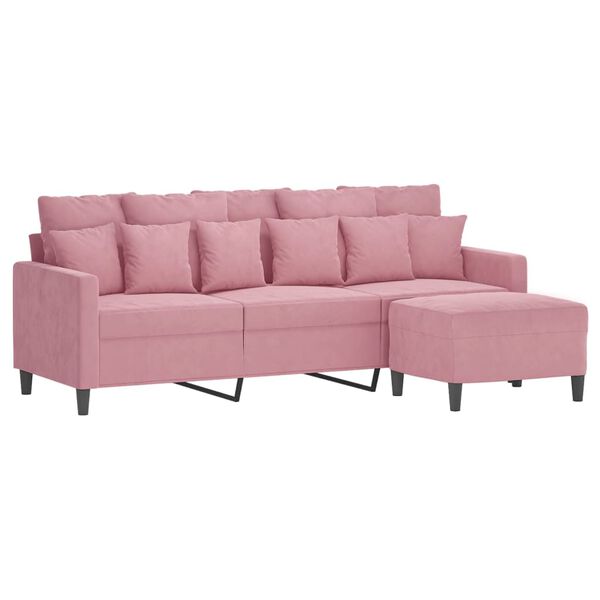vidaXL 3-personers sofa med fodskammel 180 cm velour lyser&oslash;d