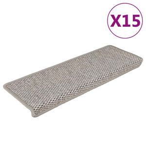 vidaXL selvkl&aelig;bende trappem&aring;tter 15 stk. 65x21x4 cm sisal-look s&oslash;lv