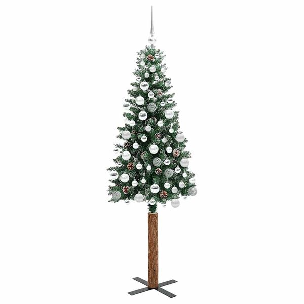 vidaXL Slankt Juletræ med stativ Grøn 180 cm PVC og Massiv Fyrretræ