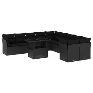 vidaXL sofas&aelig;t til haven 11 dele med hynder polyrattan sort