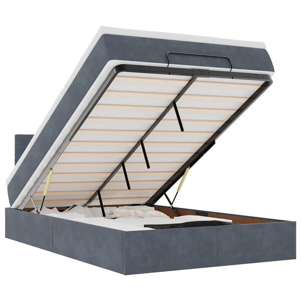 vidaXL osmannisk seng med madras 120x190 cm fl&oslash;jl m&oslash;rkegr&aring;