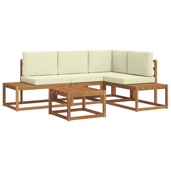 vidaXL Udend&oslash;rs sofagruppe med pude 5 Stk Naturlig og Fl&oslash;de