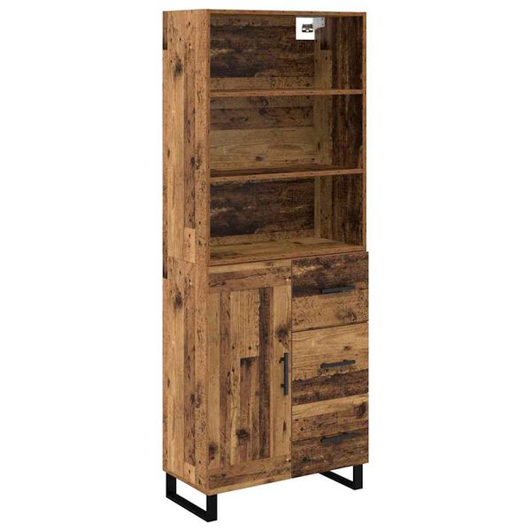 vidaXL Highboard Gammelt tr&aelig; 69,5 x 34 x 180 cm Konstrueret tr&aelig;