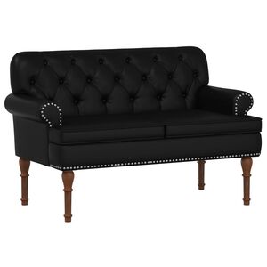 vidaXL L&aelig;nestol med knap tufting Sort 120 x 65 x 77 cm Kunstl&aelig;der