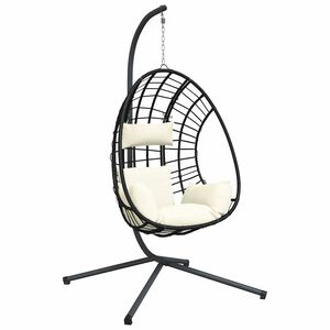 vidaXL h&aelig;ngestol p&aring; stativ rattan og st&aring;l beige
