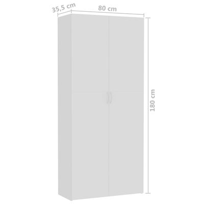 vidaXL opbevaringsskab 80 x 35,5 x 180 cm spånplade hvid