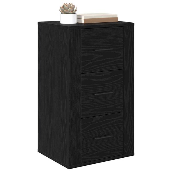 vidaXL Sideboard med skuffe Sort eg 40 x 33 x 70 cm Konstrueret tr&aelig;