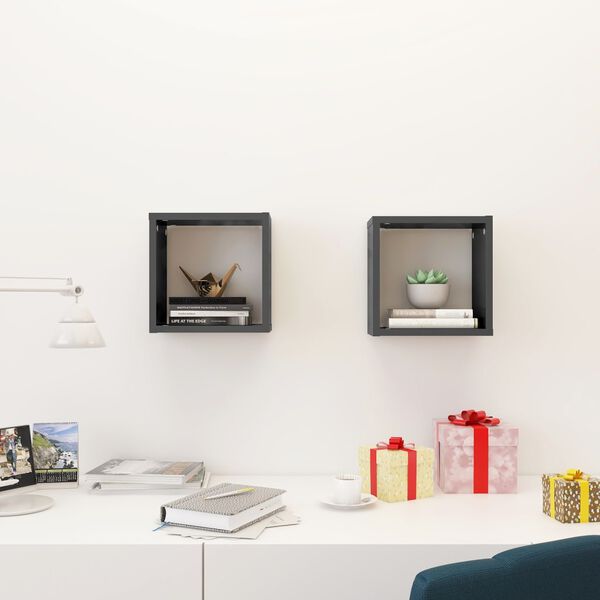 vidaXL v&aelig;ghylder 2 stk. 26x15x26 cm kubeformet gr&aring; h&oslash;jglans