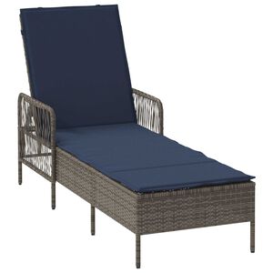vidaXL Liggestol med pude 1-person Grå 157 x 55 x 92cm polyrattan