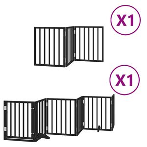 vidaXL hundel&aring;ge med d&oslash;r 9 paneler 450 cm foldbar poppeltr&aelig; sort
