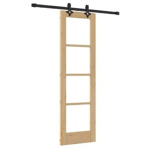 vidaXL Skyded&oslash;r Naturfarvet 61 x 198,5 cm Massivt fyrretr&aelig; og glas