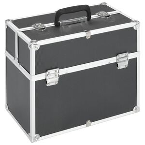 vidaXL makeupkuffert 38x23x34 cm sort aluminium