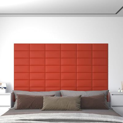 vidaXL vægpaneler 12 stk. 30x15 cm 0,54 m² kunstlæder rød