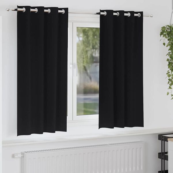 vidaXL M&oslash;rkl&aelig;gningsgardiner med ringe 2 pcs Sort 175 x 140 cm