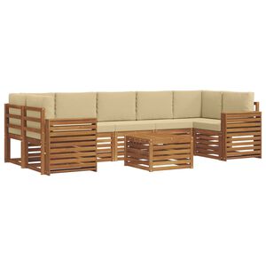 vidaXL Udend&oslash;rs sofagruppe 8 pcs Naturlig og Beige Massivt Akacietr&aelig;