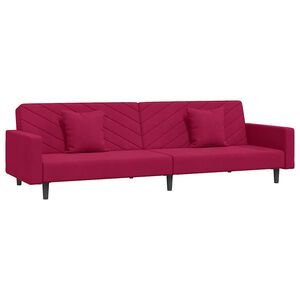 vidaXL 2-personers sovesofa med 2 puder fl&oslash;jl vinr&oslash;d