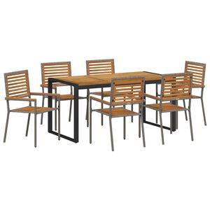 vidaXL Have Spisebordss&aelig;t 7 pcs Gr&aring; og Brun polyrattan