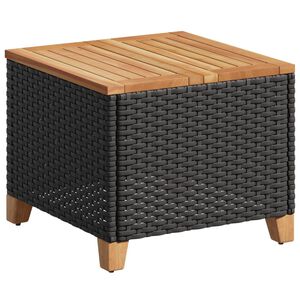 vidaXL havebord 45x45x37 cm polyrattan og akacietr&aelig; sort