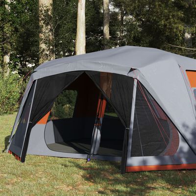 vidaXL 10-personers campingtelt vandtæt grå og orange