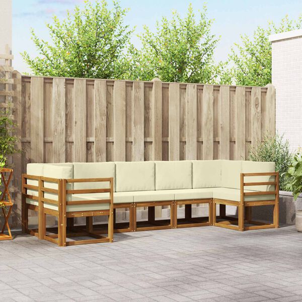 vidaXL Udend&oslash;rs sofagruppe med pude 7 pcs Naturlig og Fl&oslash;de