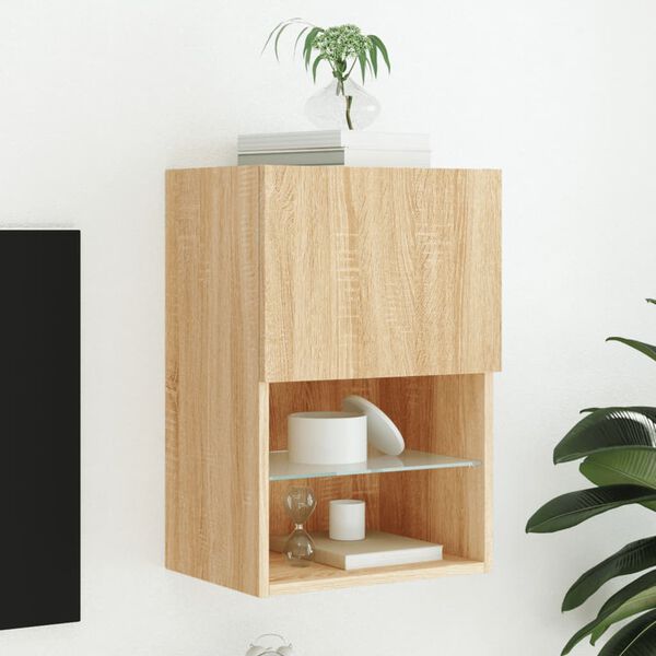 vidaXL tv-bord med LED-lys 40,5x30x60 cm sonoma-eg