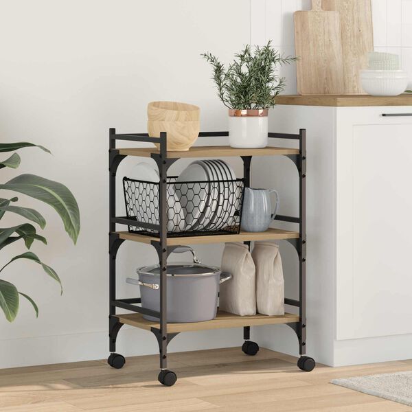 vidaXL K&oslash;kkenvogn Artisan Egetr&aelig; 50 x 35 x 75.5 cm Konstrueret tr&aelig;