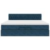 vidaXL Ottoman seng med madrasser & LEDs M&oslash;rkebl&aring; 200x200cm Fl&oslash;jl