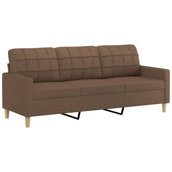 vidaXL 3-personers sofa med fodskammel 180 cm stof Brun