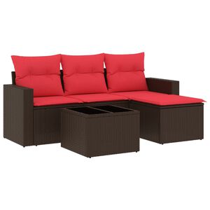 vidaXL sofas&aelig;t til haven 5 dele med hynder polyrattan brun