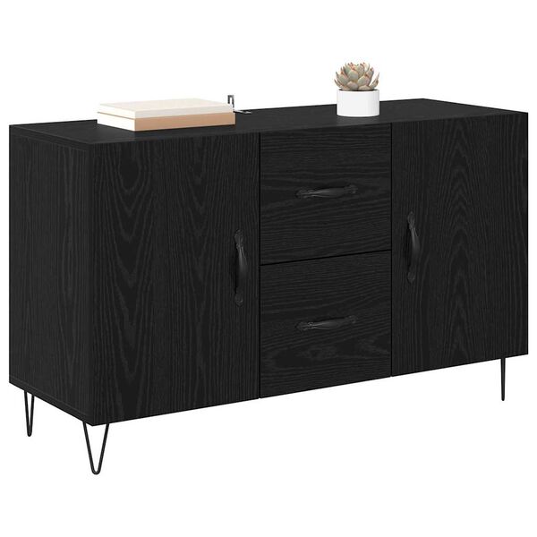 vidaXL Sideboard med skuffe Sort eg 100 x 36 x 60 cm Konstrueret tr&aelig;