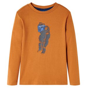 vidaXL Lang&aelig;rmet T-shirt til b&oslash;rn str. 128 okkergul