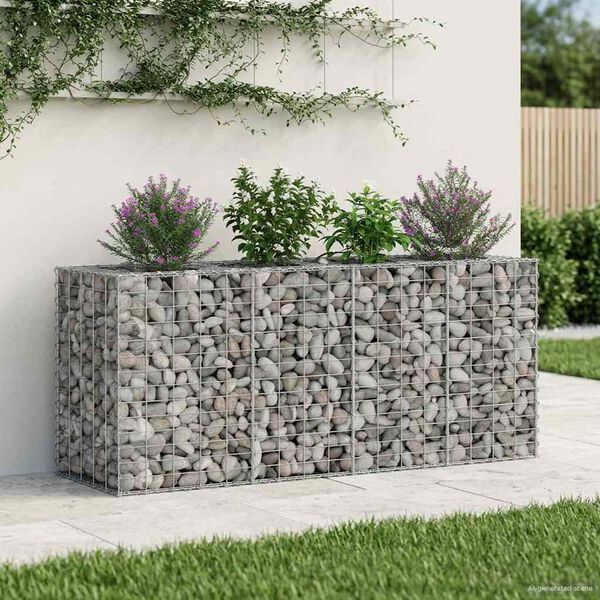 vidaXL Gabion h&oslash;jbed S&oslash;lv 170 x 50 x 80 cm Galvaniseret st&aring;l