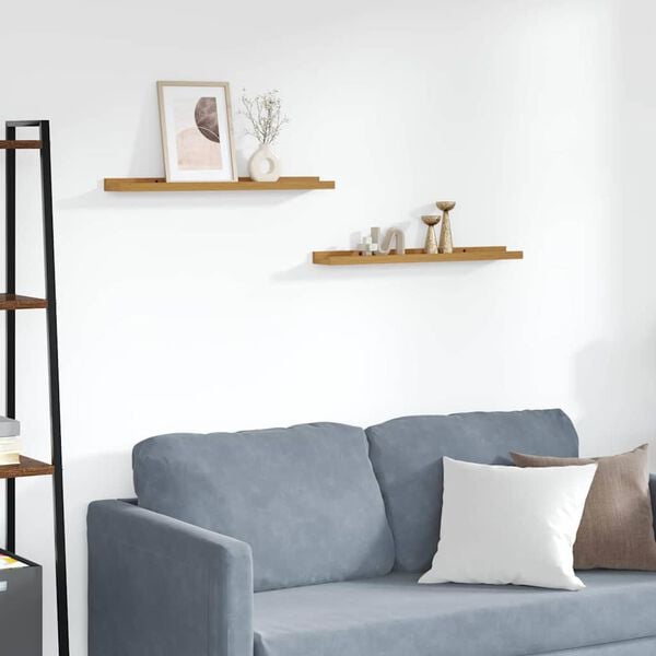 vidaXL V&aelig;ghylde med hylde 2 pcs Beige 60 x 9 x 3 cm Konstrueret tr&aelig;