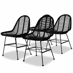 vidaXL spisebordsstole 4 stk. naturligt rattan sort