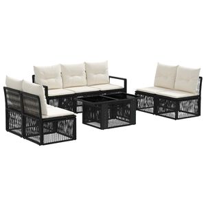vidaXL Havesofa S&aelig;t 8 stk. Sort og Cremehvid polyrattan