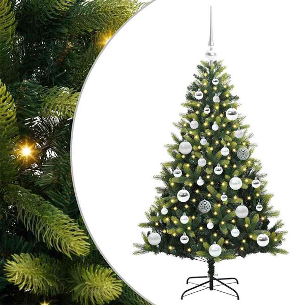 vidaXL Kunstig h&aelig;ngslet juletr&aelig; med 150 LED-lys Gr&oslash;n 120 cm PVC og PE