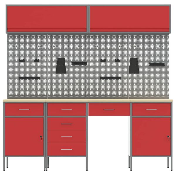 vidaXL Arbejdsb&aelig;nk med skuffe 10 pcs Sort 200 x 55 x 200 cm St&aring;l