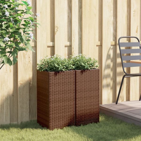 vidaXL plantekasser 2 stk. 30x30x60 cm polyrattan brun