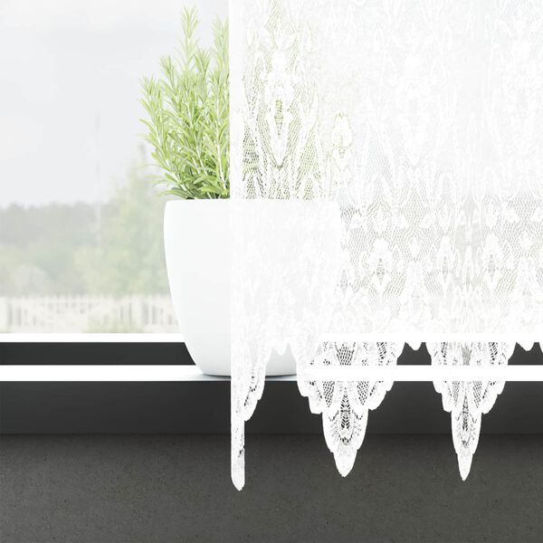 vidaXL Lace Gardin med gardiner Blomstret Hvid 220 x 900 cm Polyester