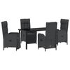 vidaXL Have Spisebordss&aelig;t 5 stk. Sort polyrattan