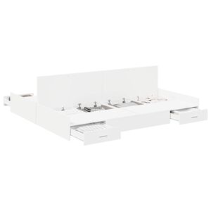 vidaXL Seng med opbevaring med d&oslash;r Hvid 180 x 200 cm Konstrueret tr&aelig;