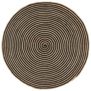 vidaXL h&aring;ndlavet jutet&aelig;ppe med spiraldesign sort 90 cm