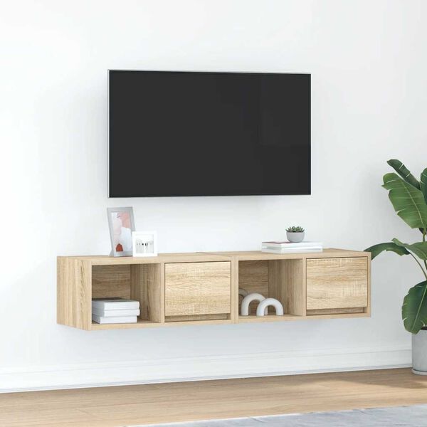 vidaXL tv-borde 2 stk. 60x31x25,5 cm konstrueret træ sonoma-eg