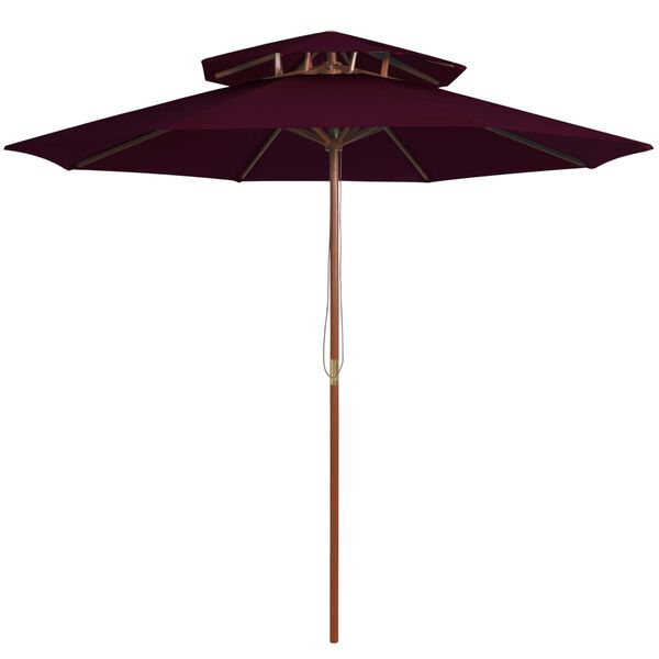 vidaXL dobbelt parasol 270 cm træstang bordeauxfarvet